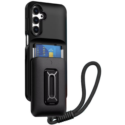 For Apple iPhone 15 Wallet Case with 2- Credit Card Holder, Wrist Strap & Kickstand Hybrid Shockproof TPU Case Cover