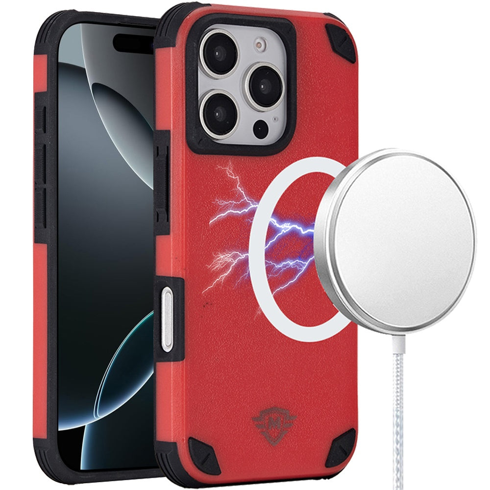For Apple iPhone 16 Pro (6.3") Heavy Duty Dual-Layer Rugged Protection, Shockproof Protective Magnetic Compatible with MagSafe Case Cover