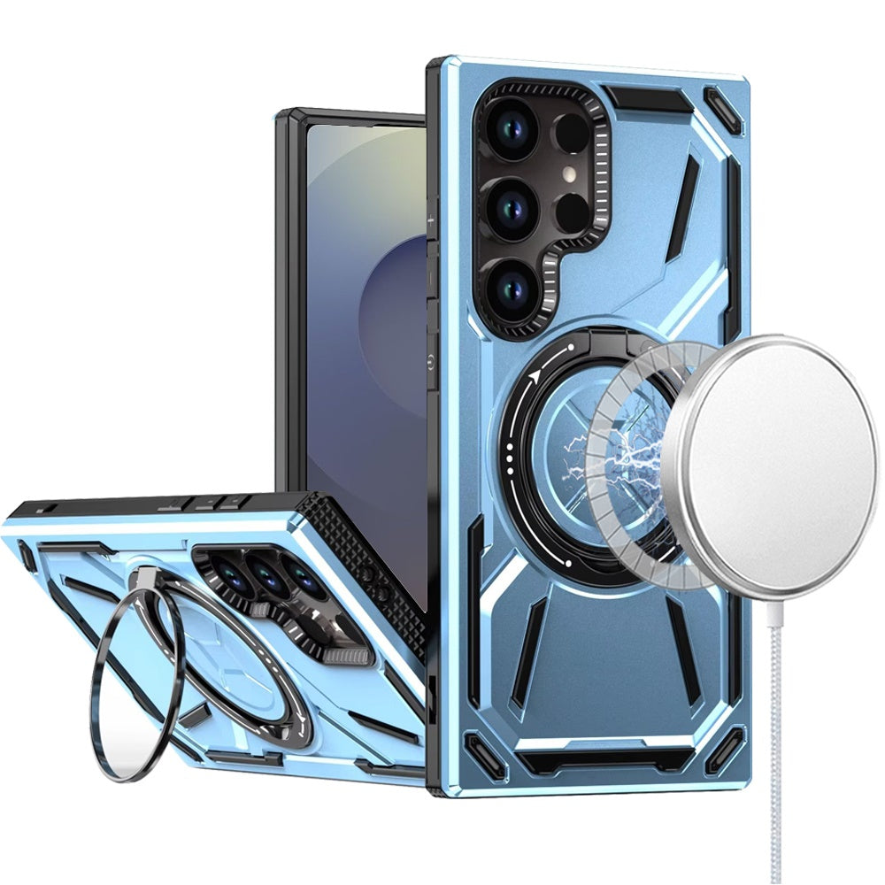 For Samsung Galaxy S25 Fan Edition /Galaxy S25 FE Hybrid Magnetic Ring and 360° Rotational Kickstand with MagSafe Compatible, Military Grade Drop Protection Case Cover