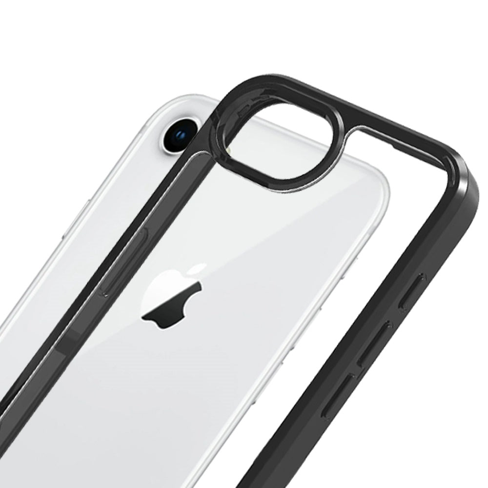 For Apple iPhone SE 4 Hybrid Slim Crystal Clear, Shock-Absorption Durable Bumper TPU + Hard PC Back, Transparent Design Case Cover Black