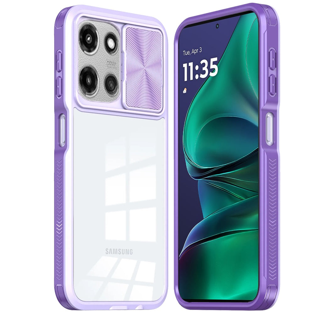 For Motorola Moto G Stylus 5G 2025 Hybrid Cases with Sliding Camera Cover Transparent Shockproof Bumper TPU Protective Case Cover