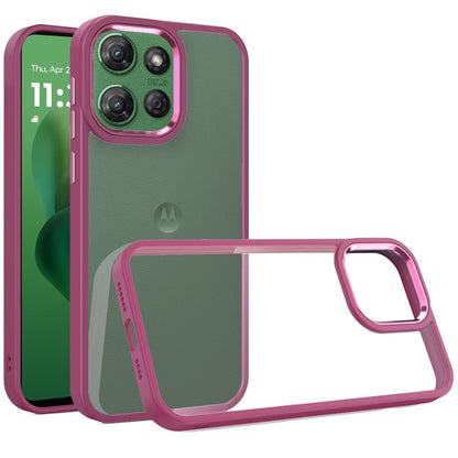 For Motorola Edge 2025 Slim Fit Hybrid Transparent Thick Acrylic with Metal Buttons Frame Protective Hard PC + TPU Shockproof Case Cover