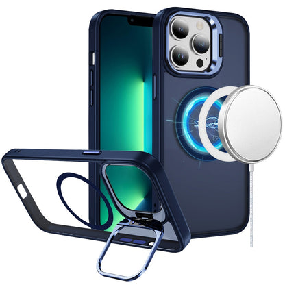 For Apple iPhone 16 Pro (6.3") Heavy Duty Metallic Hybrid Tough TPU with Camera Ring Stand, MagSafe Compatible, Rugged Drop Protection Case Cover