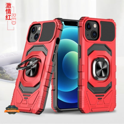 For Apple iPhone 15 (6.1") Hybrid Magnetic Car Mount Ring Kickstand Stand Holder Armor Protective [Military Grade]  Phone Case Cover