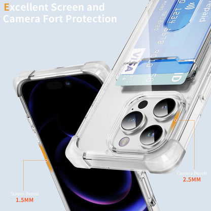 For Apple iPhone 16 Pro Max (6.9") Wallet Clear Case with Credit Card Holder Rubber Silicone TPU Protection Corner Bumper Shockproof Case Cover