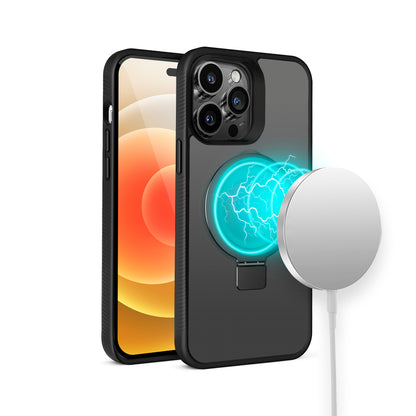 For Apple iPhone 16e Magnetic Circle Kickstand with MagSafe Compatibility, Matte Skin, Rugged Bumper, and Ring Holder Case Cover