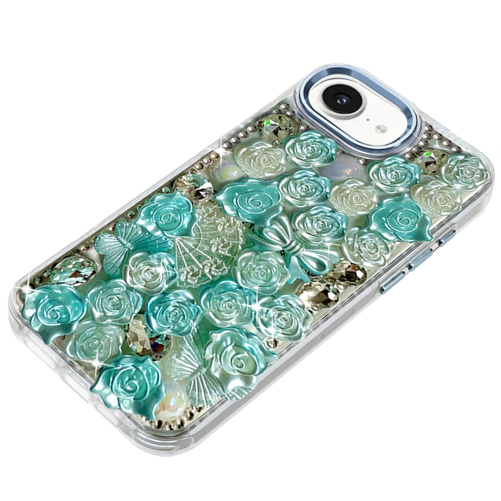 For Samsung Galaxy A17 5G Muti-Color Floral Fashion Bling Crystal 3D Full Diamonds Stones Sparkle Rhinestone Glitter Hybrid Case Cover
