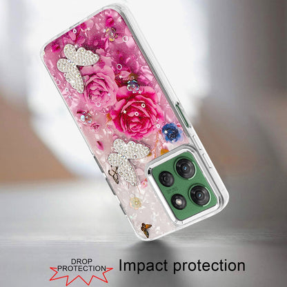 For Motorola Moto G Stylus 5G 2025 Epoxy Glitter Flowers Bling 3D Butterfly Fashion TPU Hybrid with Shockproof Protection Case Cover