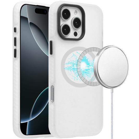 For Apple iPhone 16 Pro (6.3") Matte Skin Hybrid TPU with Magnetic Circle MagSafe Compatible, Military Grade Shockproof Slim Fit Case Cover