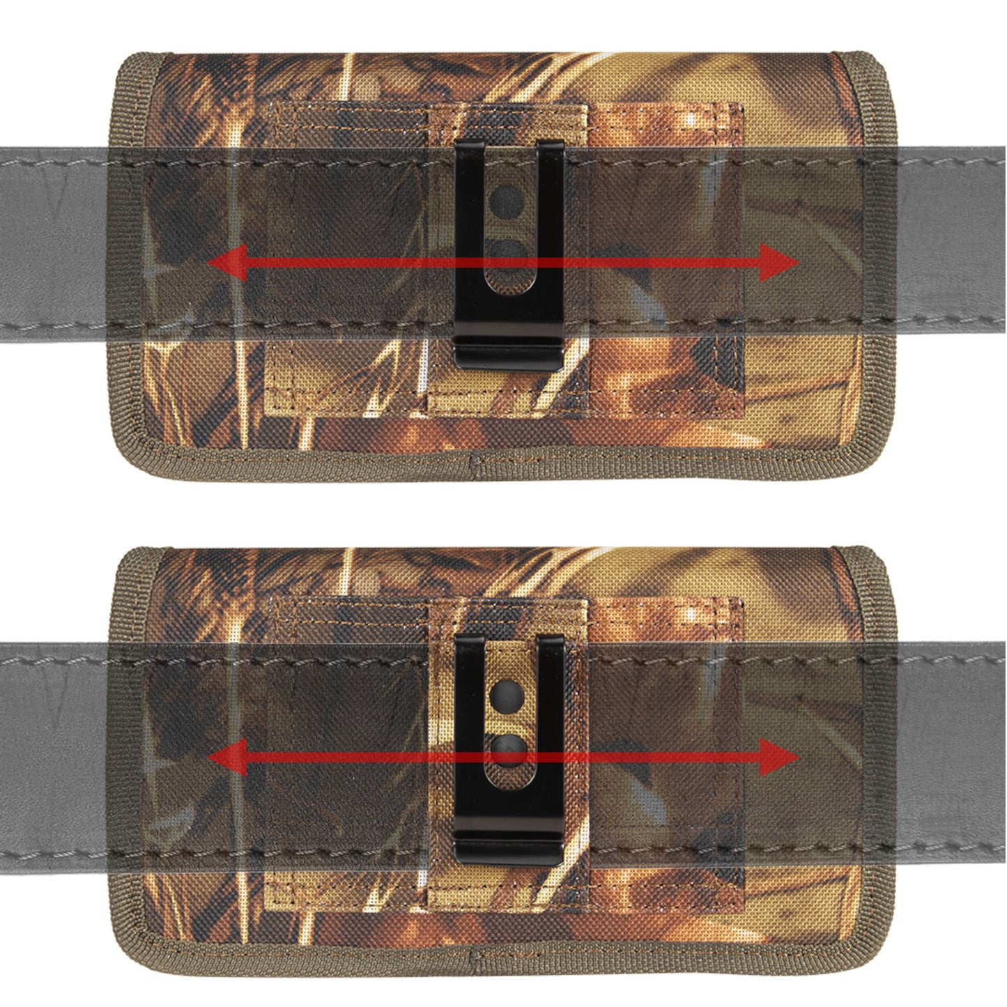 For Apple iPhone 16 (6.1") Universal Camo Leather Horizontal Holster Pouch with Credit Card Slots Wallet & Belt Loop Clip Carrying (Fits 6.1 inch) [Camouflage]