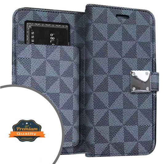 For Gabb Phone 4 Pro PU Leather Fabric Wallet Pouch 6 Credit Card Slots ID Cash Storage Carrying Pouch Folio Flip & Magnetic Closure Case Cover Dark Blue