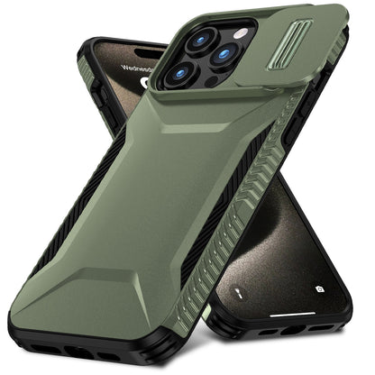 Apple iPhone 16 (6.1") Slim Fit Shockproof Hybrid with Slide Camera Window Covering, Rugged Tpu Silicone Hard PC Bumper