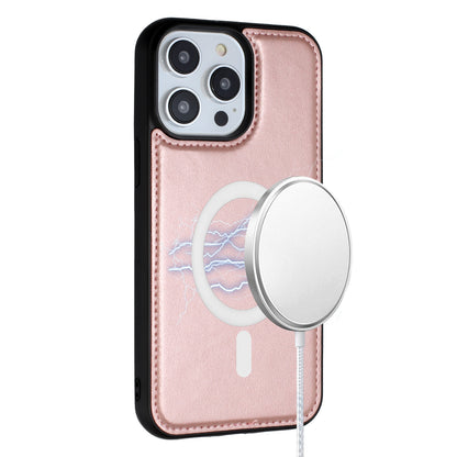 For Apple iPhone 16 Plus (6.7") Deattachable PU Leather Hybrid Wallet Money Credit Card Holder Support Magsafe Charger Case Cover Rose Gold