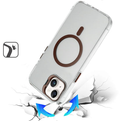 For Apple iPhone 16 Pro Max Transparent Hybrid Magnetic Circle with Camera Lens Kickstand, Shockproof Slim TPU PC Case Cover
