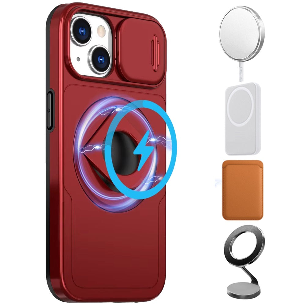 For Apple iPhone 16 (6.1") Full Coverage with Camera Window, Magnetic Circle, Rotatable Ring Stand, MagSafe Compatible, Shockproof Hybrid Protectiv Case Cover