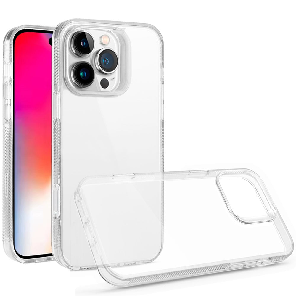 For Apple iPhone 16 Pro (6.3") Classic Transparent Hybrid Acrylic Thick 2.0mm Rubber Gummy Hard Back PC TPU Frame Case Cover Clear