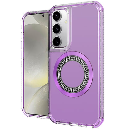 For Samsung Galaxy S25+ /S25 Plus /S24+ Plus Magnetic Circle Compatible with Magsafe, Hybrid Chrome 3in1 Transparent Shockproof TPU Bumper Case Cover