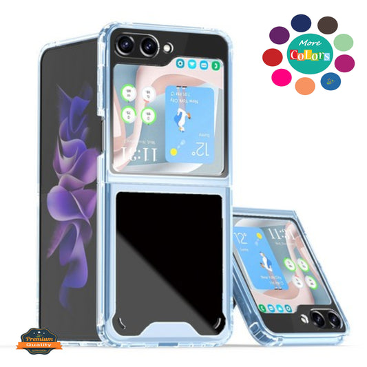 For Samsung Galaxy Z Flip 7 Slim Hybrid Clear Hard PC + Rubber TPU Acrylic Back Bumper Shockproof Thin Protective Case Cover