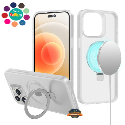 For Apple iPhone 16e Magnetic Circle Kickstand with MagSafe Compatibility, Matte Skin, Rugged Bumper, and Ring Holder Case Cover