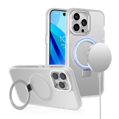 For Apple iPhone 16 (6.1") Magnetic Metal Matte Built-in Compatible with MagSafe Stand Hybrid Shock Armor TPU Case Cover