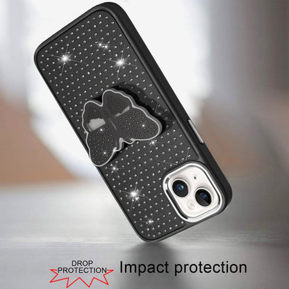 For Samsung Galaxy S25 Fan Edition /Galaxy S25 FE Butterfly Moveable Grip 3D Pop Stand Full Diamond Bling Sparkling TPU Fashion Hybrid Case Cover