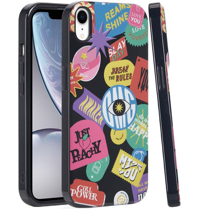 For Apple iPhone XR Fashion Layer Design Slim IMD TPU Protective, Shockproof Hybrid Stylish Durable Hard PC Case Cover