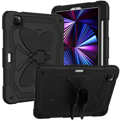 For Butterfly Wings Kickstand 3in1 Tough Hybrid with Pencil Holder Heavy Duty Rugged Shockproof Full Protective Black Tablet Case Cover
