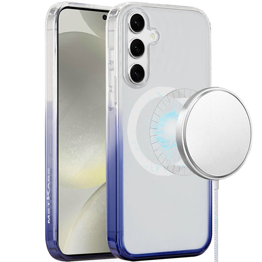For Samsung Galaxy S25+ /S25 Plus /S24+ Plus Transparent Two Tone Gradiant Magnetic Space [Compatible with Magsafe] Hybrid Shockproof Protective Case Cover