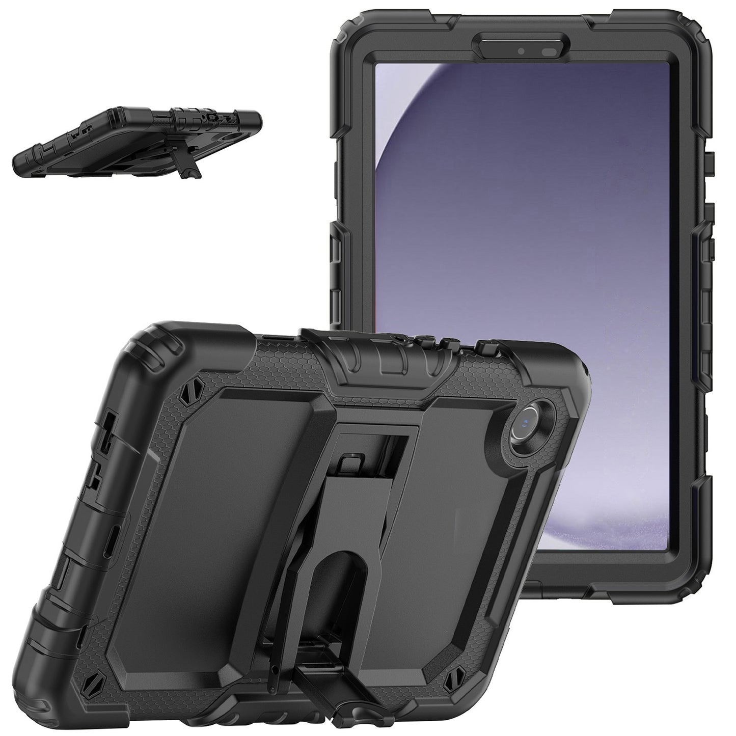 For Heavy Duty Hybrid Full Body 2in1 Rugged Shockproof Drop Protective Tablet with Slide Kickstand Black Tablet Case Cover