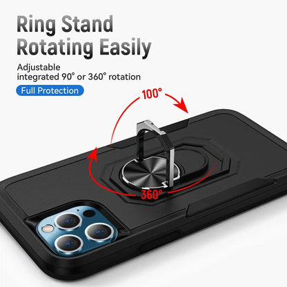 For Samsung Galaxy A36 Heavy Duty Rugged Hybrid, Dual-Layer Shockproof Protection with Magnetic Ring Stand Holder Case Cover