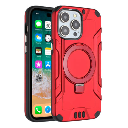 For Apple iPhone 15 /6.1" Brushed Armor Rugged Hybrid with Invisible Magnetic Circle Kickstand Shockproof Hard PC Protective Case Cover -