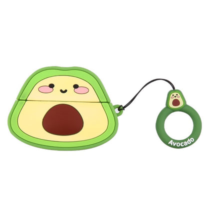 For Airpods Pro 3 Hybrid Cute 3D Fun Design Silicone Skin Cartoon Animal with Keychain Buckle Holder Rubber TPU Soft Case Cover Avocado