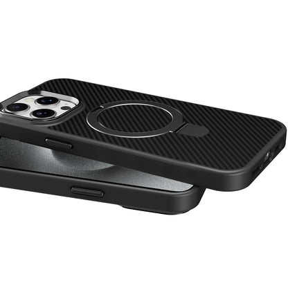 For Apple iPhone 11 Hybrid Carbon Fiber Design with MagSafe Compatible [Magnetic Circle], Ring Stand Shockproof Slim TPU Case Cover