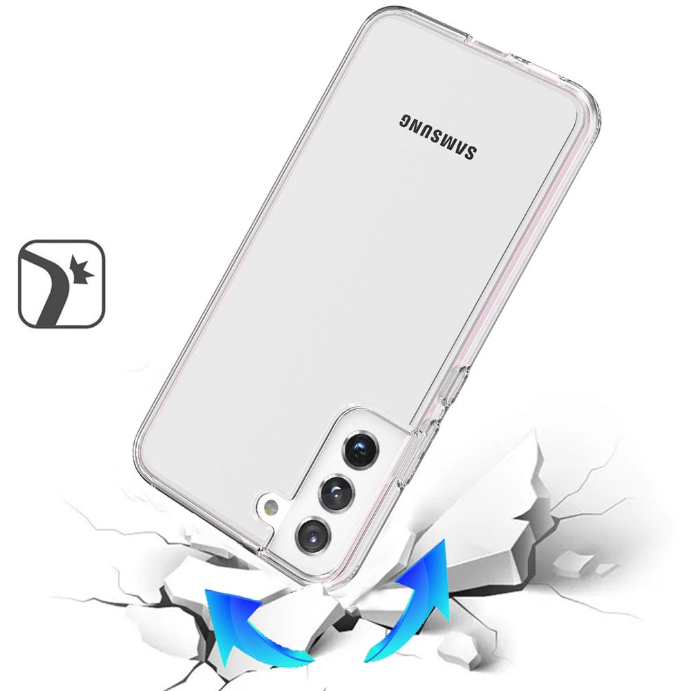 For Samsung Galaxy S21+ Plus Transparent Shock Absorption PC + TPU Rubber Gel Thick 3mm Hybrid Silicone Slim Fit Back Case Cover Clear