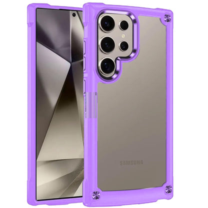For Samsung Galaxy S25 Ultra Hybrid Transparent Rubber with Metal Buttons & Camera Edges Hard TPU Corner Frame Bumper Case Cover