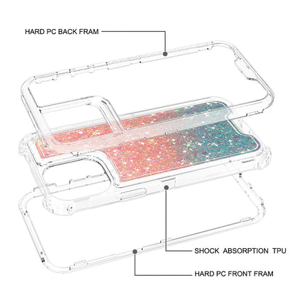 For Samsung Galaxy A36 Epoxy Bling Glitter Sparkly 3-in-1 Transparent Hybrid Full-Body Shockproof PC Bumper Case Cover