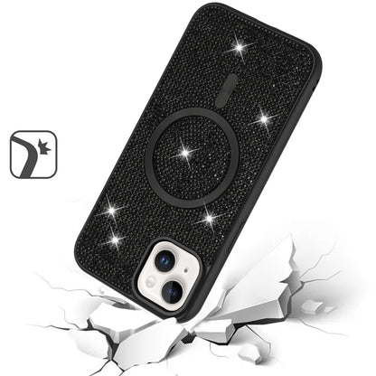 For Samsung Galaxy A16 5G Sparkly Diamond Bling Case Rhinestone Skin Hybrid with Magnetic Circle, MagSafe Compatible Case Cover