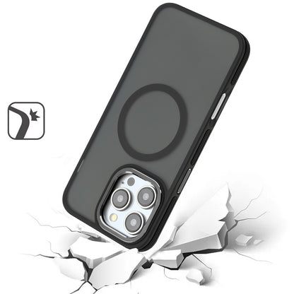 For Apple iPhone 16 Pro (6.3") Frosted Translucent Back Hybrid with Magnetic Circle MagSafe Compatible, Military Grade Shockproof Case Cover