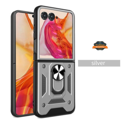 For Motorola Razr Ultra 2025 Shockproof Hybrid Dual Layer PC + TPU with Metal Ring Kickstand Heavy Duty Armor Shell Case Cover