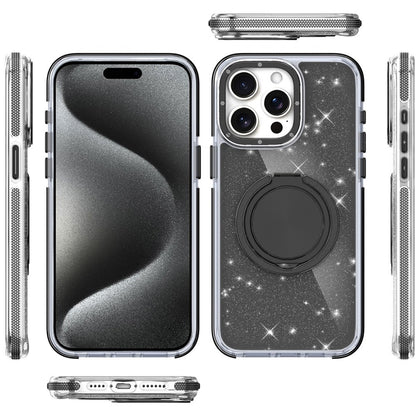 For Samsung Galaxy Z Fold 7 Slim Bling Glitter Sparkly Shimmer Hybrid with Magnetic Ring and 360° Rotational Stand [Compatible with Magsafe] Case Cover