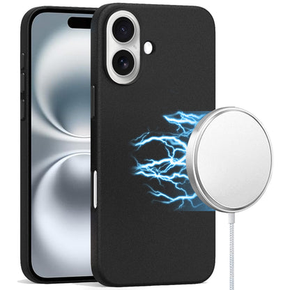 For Apple iPhone 16 Pro (6.3") PU Leather with inner Magnetic Circle Compatible with MagSafe, Rubber TPU Colored Metal Buttons Case Cover