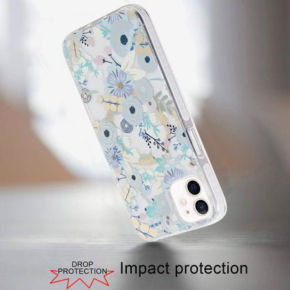 For Apple iPhone 16 Pro Max (6.9") Floral Pattern Design Cute Clear Hybrid Compatible with Magsafe Double Layer Soft TPU Hard PC Case Cover