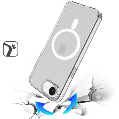 For Apple iPhone 16e Classic Hybrid True Transparent Magnetic Circle - Shockproof Hybrid Clear Bumper, Compatible with MagSafe Case Cover Clear