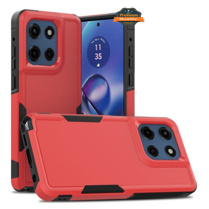 For Motorola Edge 2025 Rugged Heavy-Duty Dual Layer Military-Grade, Rubber TPU Defender, Hybrid Shockproof Case Cover