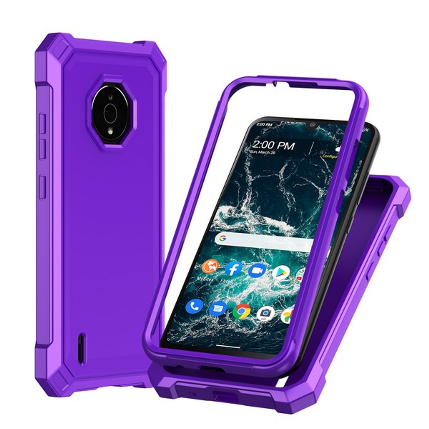 For TCL K24 /TCL K23 Hybrid 2in1 Front Bumper Frame Cover Square Edge Shockproof Soft TPU + Hard PC Anti-Slip Heavy Duty Case Cover Purple
