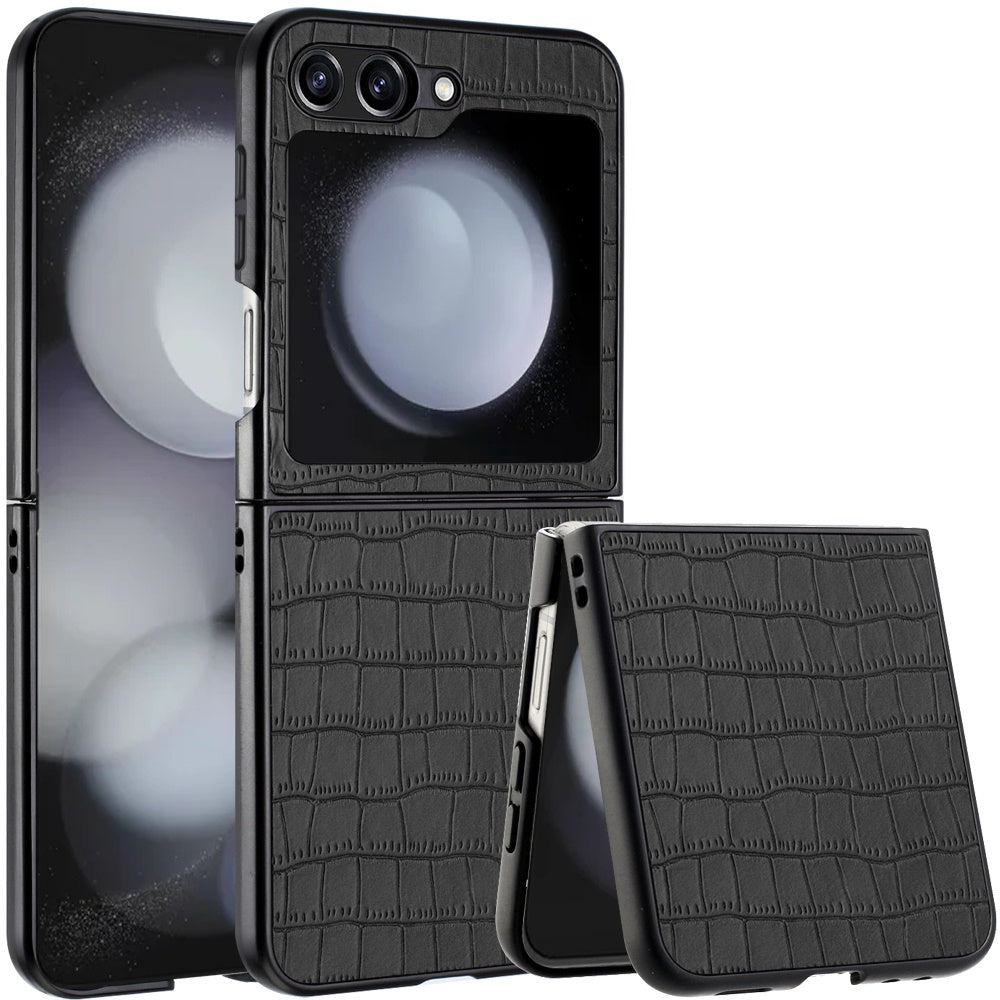 For Motorola Razr+ PLUS (2025 /2024) PU Vegan Leather Case, Premium Snap-On Hard Shell Cover, Slim Fit Protective Matte Finish Case Cover Black