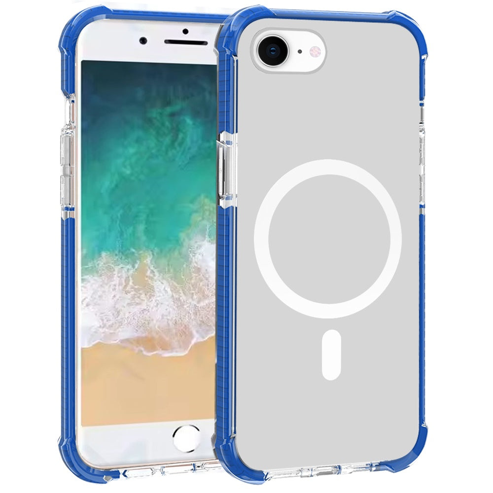 For Apple iPhone 16e Magnetic Acrylic Case Transparent Back, Rugged Colorful Frame, Shockproof Hybrid, MagSafe Compatible Case Cover