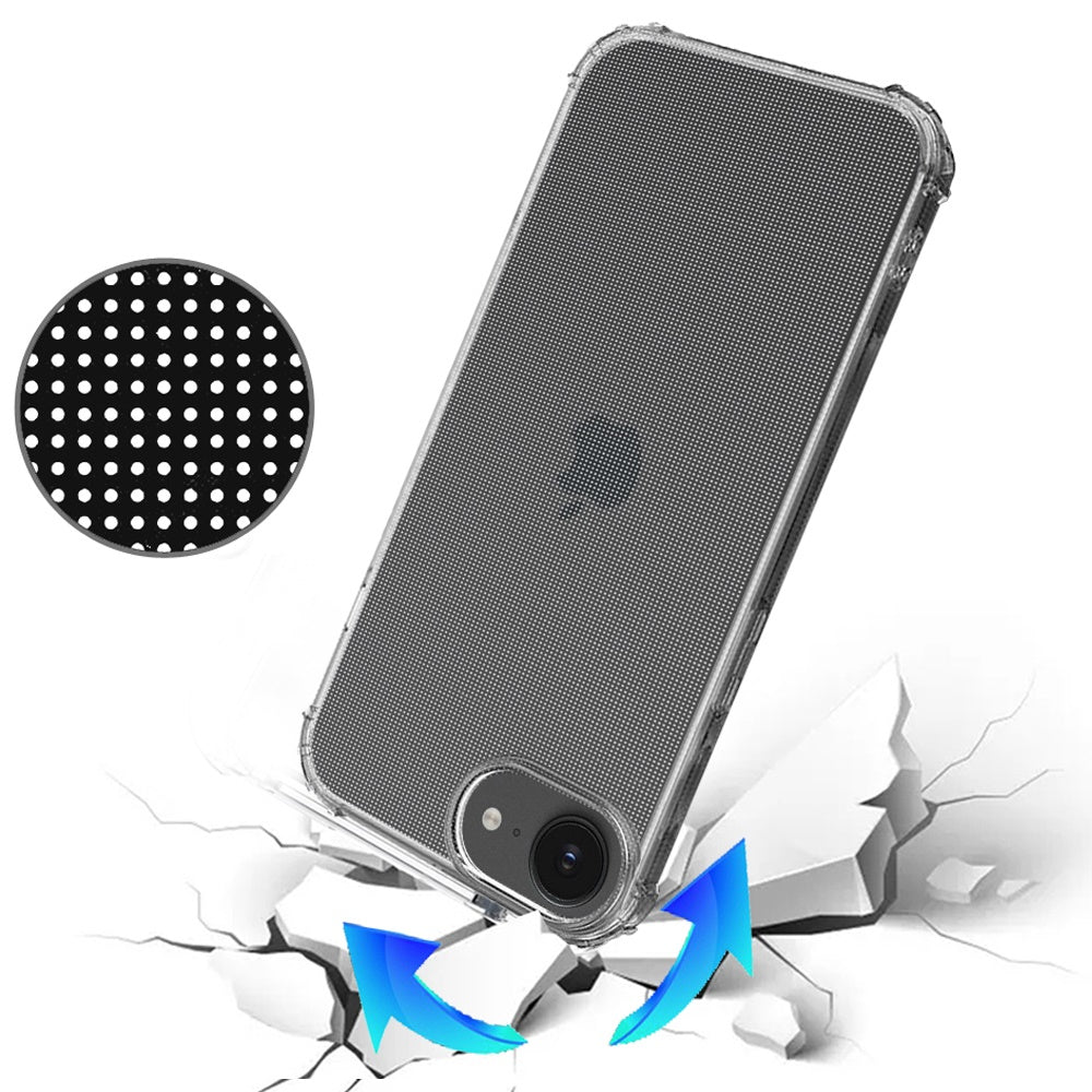 For Apple iPhone 16e Hybrid Transparent Thick TPU Rubber Silicone 4 Corners Gel Shockproof Protective Slim Back Case Cover Clear
