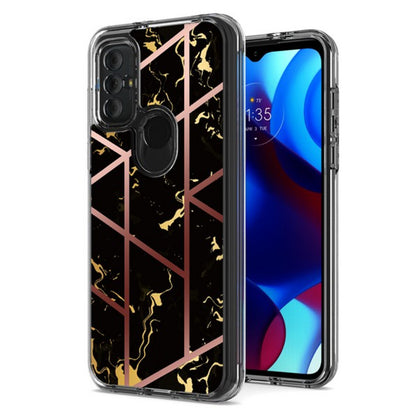 For Apple iPhone 15 Pro (6.1") Stylish Hybrid Fashion Marble Trendy Design Hard Back PC Shockproof TPU Protective  Phone Case Cover