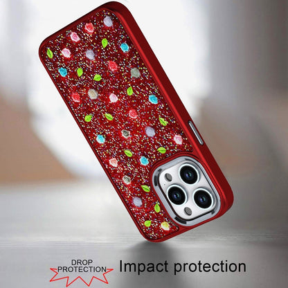 For Samsung Galaxy A06 Floral Design Embedded Glass Diamond Fancy Fashion Glitter Bling Sparkly Hybrid Rugged TPU Bumper Case Cover